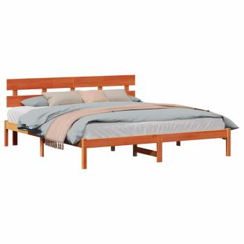 Bettgestell mit Kopfteil Wachsbrown 180x200 cm Massivholz Kiefer
