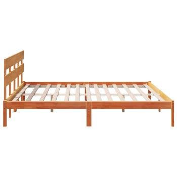 Bettgestell mit Kopfteil Wachsbrown 180x200 cm Massivholz Kiefer