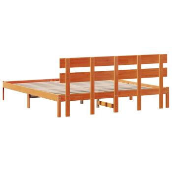 Bettgestell mit Kopfteil Wachsbrown 180x200 cm Massivholz Kiefer