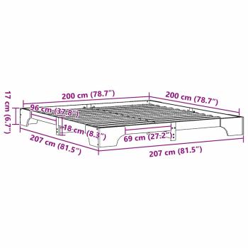 Bettgestell Weiß Holz 200 x 200 cm Stabil Modernes Bettgestell