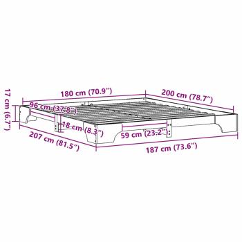 Bettgestell Weiß Holz 180 x 200 cm Langlebig Bettgestell