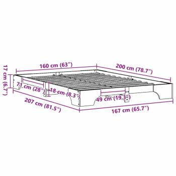 Bettgestell Natürlich Kiefernholz 160 x 200 cm Langlebig