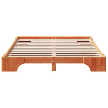 Bettgestell Gewachst Braun Massivholz 150 x 200 cm Langlebig