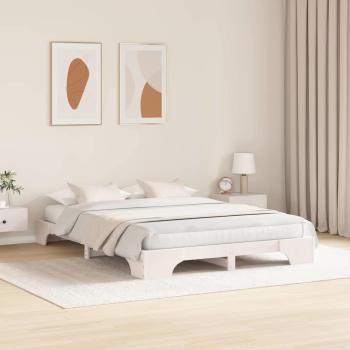 Bettgestell Weiß Holz 140 x 200 cm Langlebig