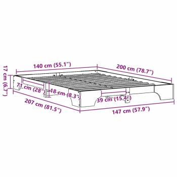 Bettrahmen Gewachstes Braun Massivholz Kiefer 140 x 200 cm