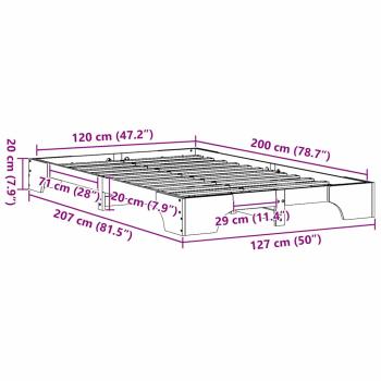 Bettgestell Weiß Massivholz 120 x 200 cm Rechteckig