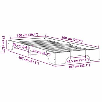 Bettgestell Weiß Massivholz 100 x 200 cm Robust