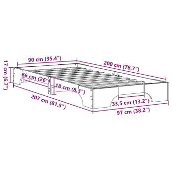 Bettgestell Natur Kiefernholz 90 x 200 cm Langlebig Bettgestell
