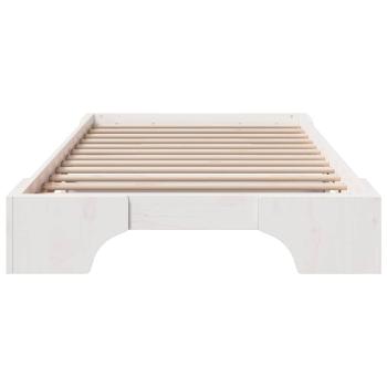 Bettgestell Weiß Massivholz Kiefer Einzel Minimalistisches Design