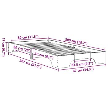 Bettgestell Gewachst Braun Massivholz 80 x 200 cm Bettgestell