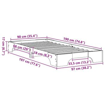 Bettrahmen Wachsbrown Massivholz 90 x 190 cm Langlebig