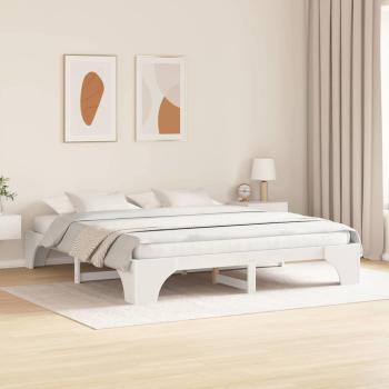 Bettgestell Weiß Massives Holz 200 x 200 cm Schlicht