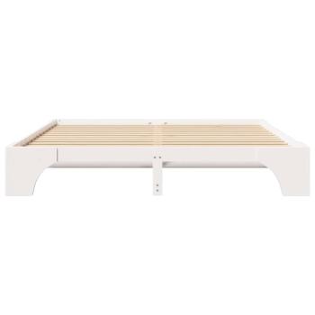 Bettgestell Weiß Massives Holz 200 x 200 cm Schlicht