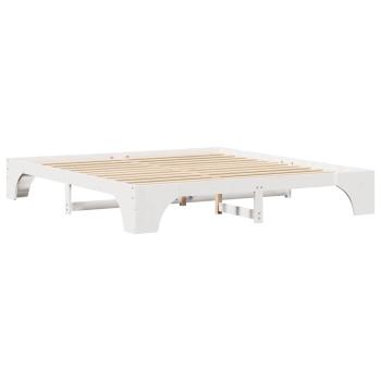Bettgestell Weiß Massives Holz 200 x 200 cm Schlicht