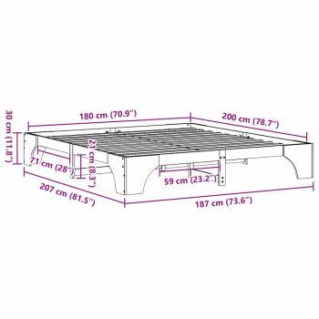 Bettgestell Natur Massivholz Kiefer 180 x 200 cm Einfach