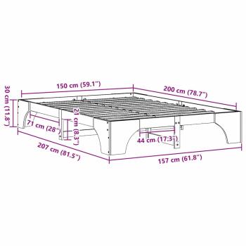 Bettgestell Weiß Holz 150 x 200 cm Minimalistisch