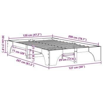 Bettgestell Gewachstes Braun Massivholz 120 x 200 cm Langlebig