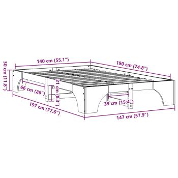 Holzbett Wachsbrown Massivholz 140 x 190 cm Langlebig Holzbett