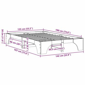 Bettgestell Gewachst braun Massivholz Kiefer Vollgröße