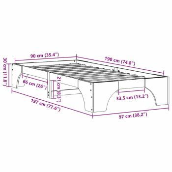 Bettgestell Weiß Holz 90 x 190 cm Minimalistisch Bettgestell