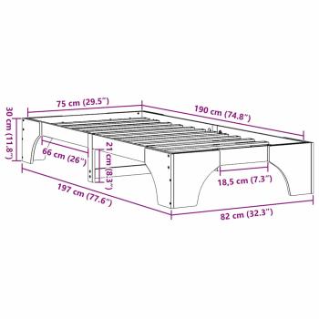 Bettgestell Wachsbrown Massivholz 75 x 190 cm