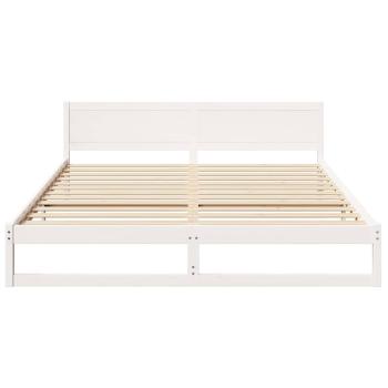 Bettgestell Weiß Holz 200 x 200 cm Robust