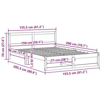 Bettgestell Weiß Massivholz 150 x 200 cm Robust Bettgestell