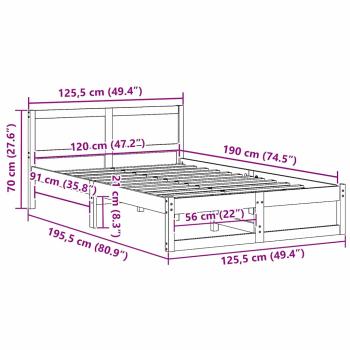Bettgestell Wachsbraun Massivholz 120 x 190 cm Bettgestell