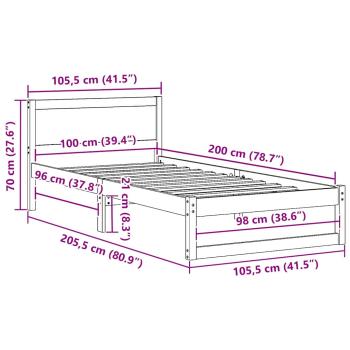 Bettgestell Wachsbraun Massivholz 100 x 200 cm Langlebig