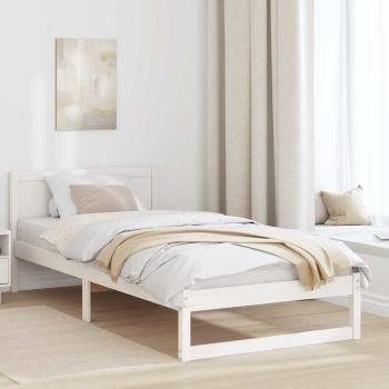 ARDEBO.de - Bettgestell Weiß Holz 90 x 200 cm Minimalistisches Bettgestell