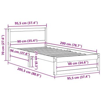 Bettgestell Weiß Holz 90 x 200 cm Minimalistisches Bettgestell