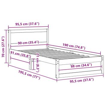 Bettgestell Weiß Holz 90 x 190 cm Bettgestell Rechteckig