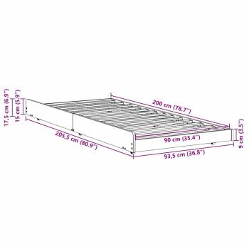 Bettgestell Wachsbraun Massivholz Kiefer 90 x 200 cm Langlebig