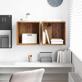 ARDEBO.de - Wandregale 2 Stück Alter Holz 37x37x37 cm Holzwerkstoff