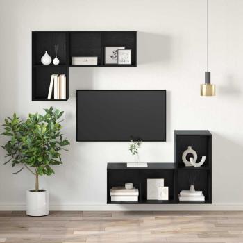 Wandmontierter TV-Schrank Schwarz Eiche 37x37x72 cm Engineering Holz