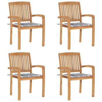 ARDEBO.de - Stapelbare Gartenstühle mit Kissen 4 Stk. Massivholz Teak