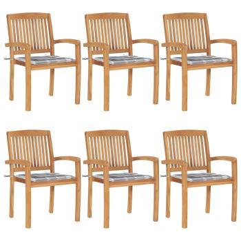 ARDEBO.de - Stapelbare Gartenstühle mit Kissen 6 Stk. Massivholz Teak