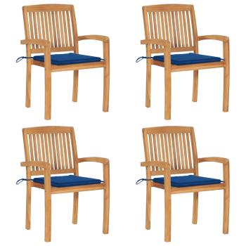 ARDEBO.de - Stapelbare Gartenstühle mit Kissen 4 Stk. Massivholz Teak