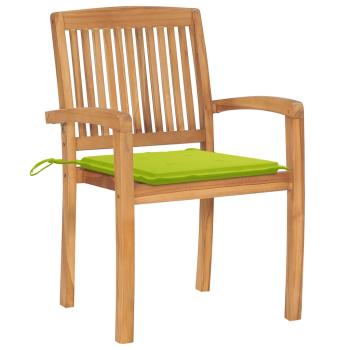 Stapelbare Gartenstühle mit Kissen 6 Stk. Massivholz Teak
