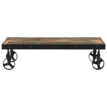 Couchtisch mit Rollen Altholz Massiv 100x55x26 cm