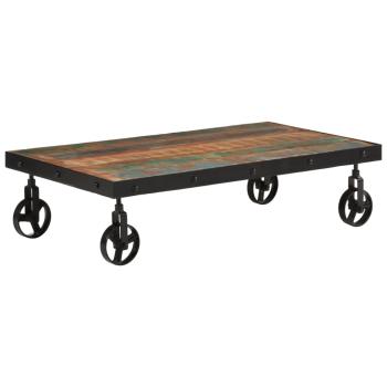 Couchtisch mit Rollen Altholz Massiv 100x55x26 cm