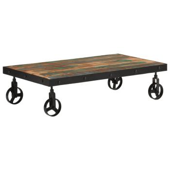Couchtisch mit Rollen Altholz Massiv 100x55x26 cm
