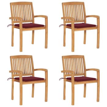 ARDEBO.de - Stapelbare Gartenstühle mit Kissen 4 Stk. Massivholz Teak
