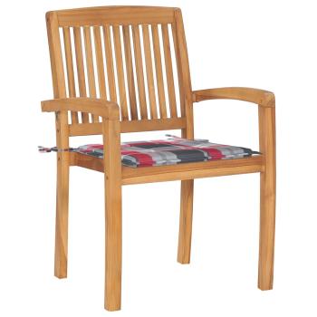 Stapelbare Gartenstühle mit Kissen 6 Stk. Massivholz Teak