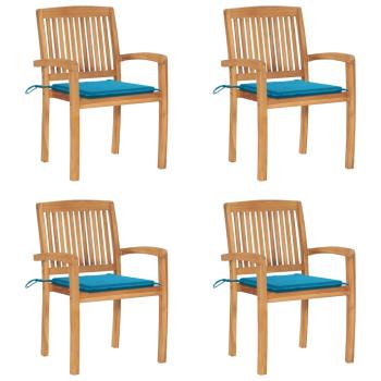 ARDEBO.de - Stapelbare Gartenstühle mit Kissen 4 Stk. Massivholz Teak
