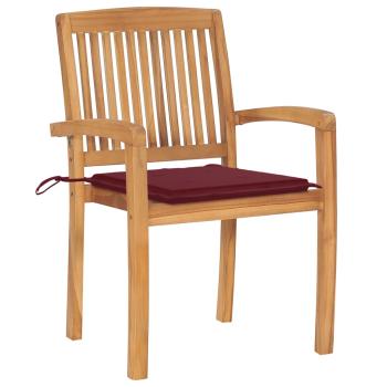 Stapelbare Gartenstühle mit Kissen 8 Stk. Massivholz Teak