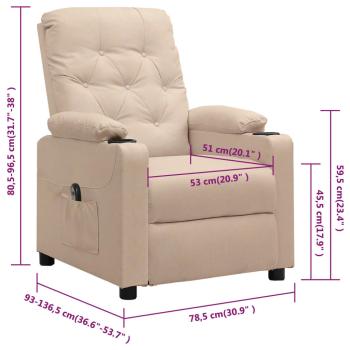 Relaxsessel Elektrisch Creme Stoff