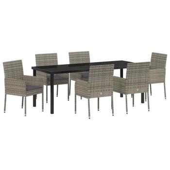 Garten Essgruppe 7 stk. Grau Poly-Rattan