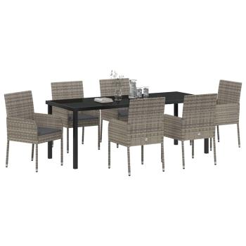 Garten Essgruppe 7 stk. Grau Poly-Rattan