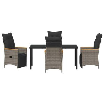 5-teiliges Garten-Dining-Set mit Kissen Grau Poly-Rattan